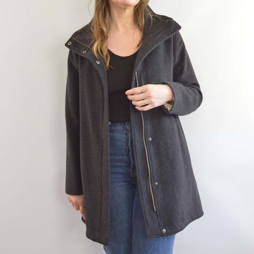 dark charcoal gray vintage pendleton zip up overcoat